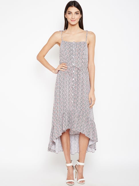 Oxolloxo Grey Printed High-Low Dress