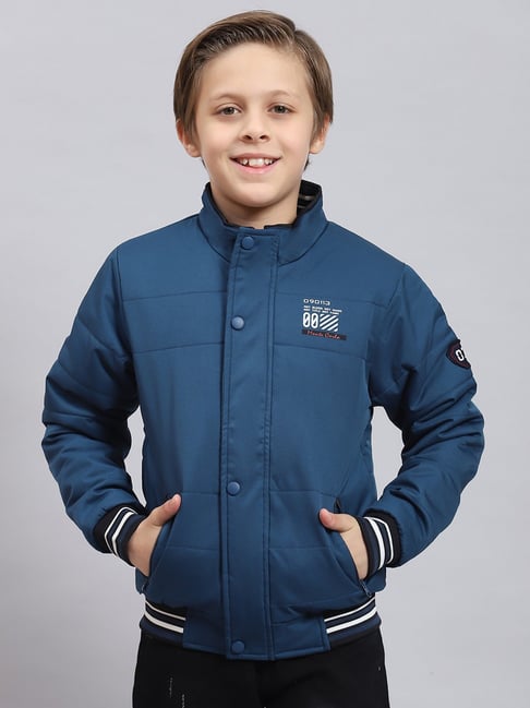 Monte Carlo Kids Blue Solid Full Sleeves Jacket