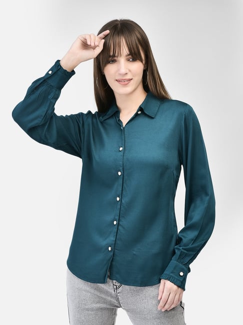 Crimsoune Club Teal Slim Fit Shirt
