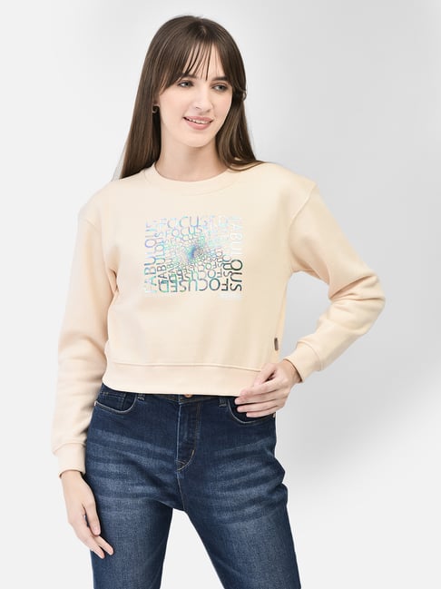 Crimsoune Club Peach Graphic Print Crop Sweatshirt-picture-48