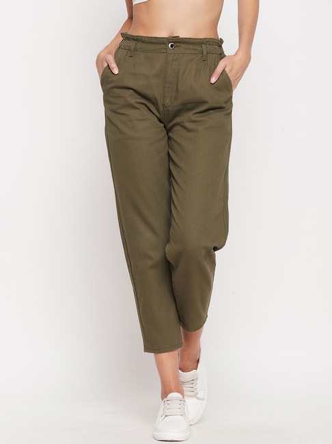 JeeNay formal trousers for Men (Olive Green)