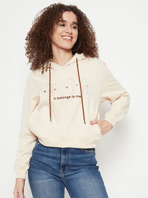 MADAME Off White Graphic Print Hoodie