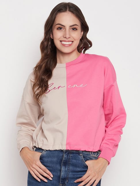 MADAME Pink Color-block Sweatshirt