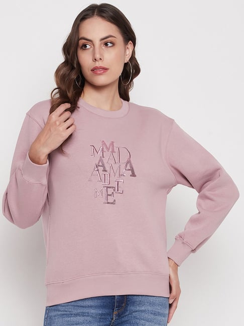 MADAME Mauve Embellished Sweatshirt-image-9