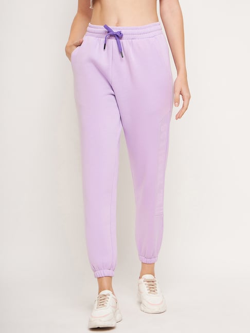 MADAME Lavender Cotton Slim Fit Mid Rise Joggers-picture-11