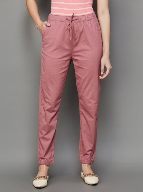 Pink cotton online joggers