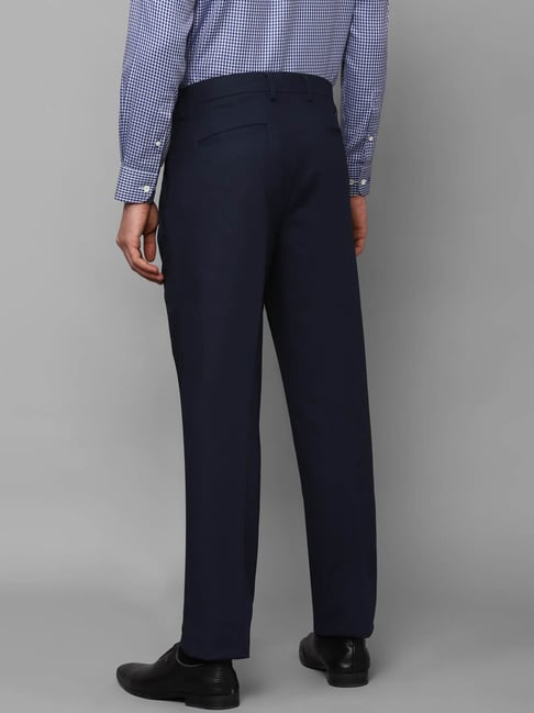 Thunder Navy Blue with Brown Textured Premium Cotton Pant For Men