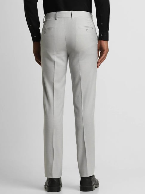 Slim Fit Mens Light Gray Dress Pants Buy Peter England Elite Light