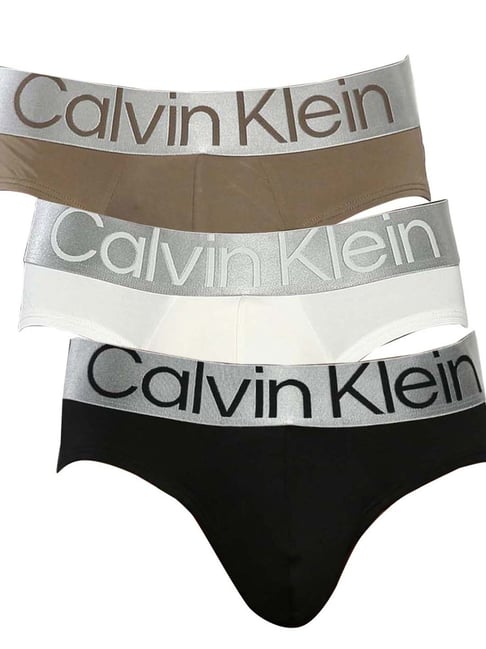 Calvin Klein Multicolored Regular Fit Logo Printed Briefs Pack Of 3