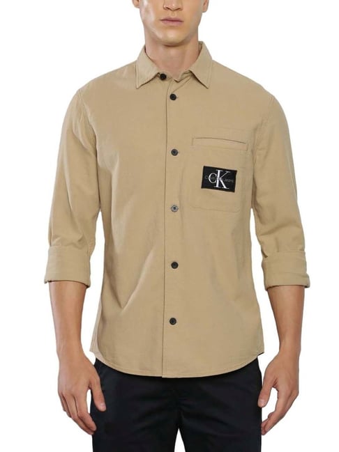 Buy Calvin Klein Jeans Travertine Cotton Regular Fit Shirt for