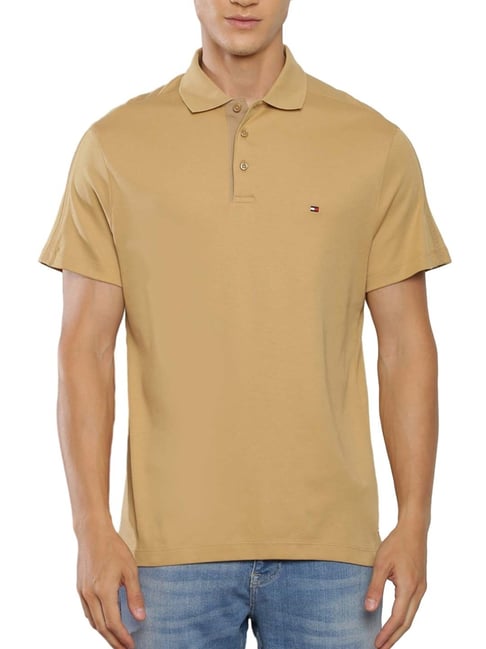 Buy Tommy Hilfiger Classic Khaki Cotton Regular Fit Polo T Shirt