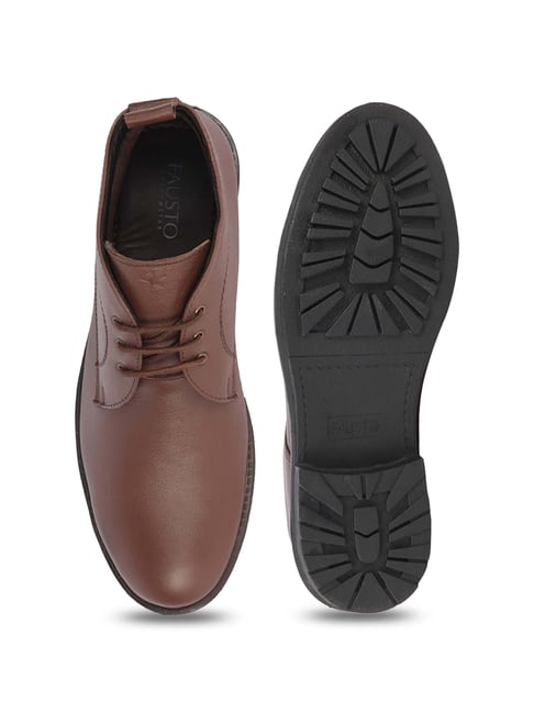 Fausto Tie Up Brown Boots Buy Fausto Men's Brown Chukka Boots For