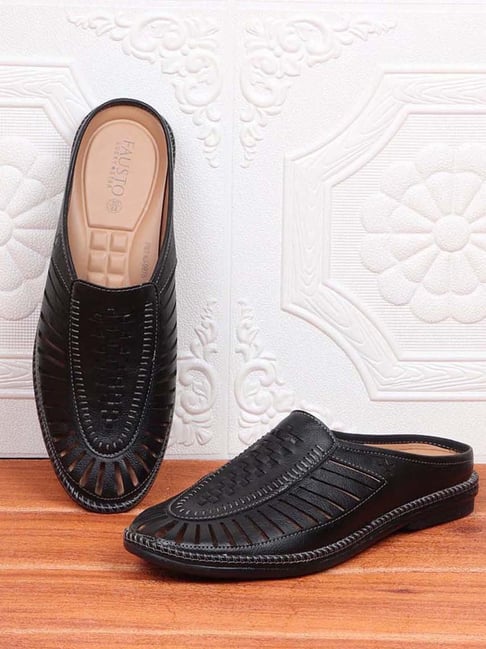 Mens leather mule slippers for online sale