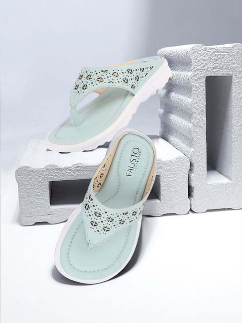 Fausto Women's Sky Blue Thong Sandals-picture-25