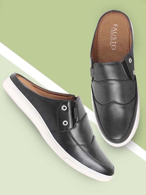 Fausto Comfortable Black Slip On Shoes Shop Black Slip On Shoes Of