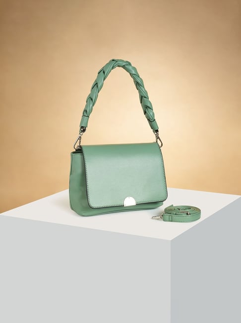 Buy Forever Glam by Pantaloons Green PU Solid Shoulder Handbag Online At  Best Price @ Tata CLiQ