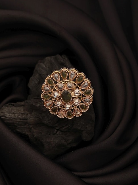 Swarovski Crystal Zirconia Matrix Green Gold-Tone Plated Cocktail Ring |  REEDS Jewelers