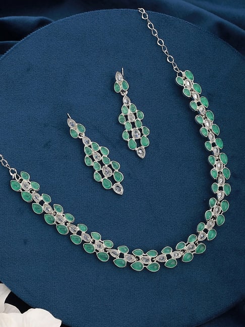 Buy Peora Gold Plated Kundan Choker Necklace Green Bridal Jewellery Set  PF24N03G online