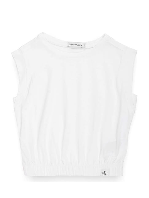 Buy Calvin Klein Kids White Cotton Top for Girls Clothing Online