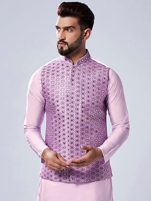 Buy Purple 3-Piece Ethnic Suit for Men by KISAH Online | Ajio.com