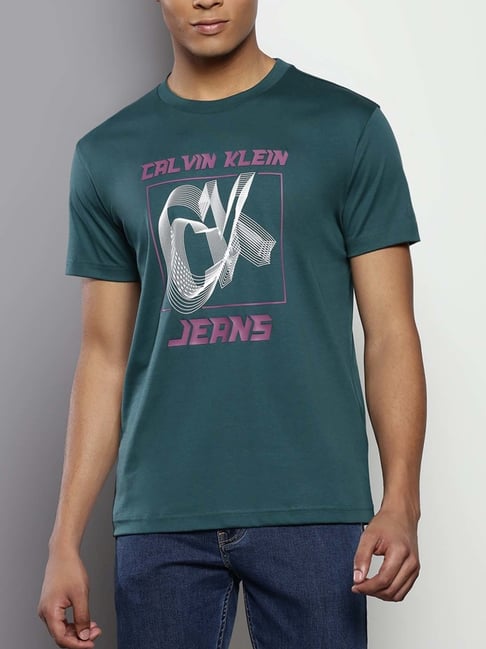Calvin Klein Atlantic Deep Cotton Regular Fit Printed T-Shirt