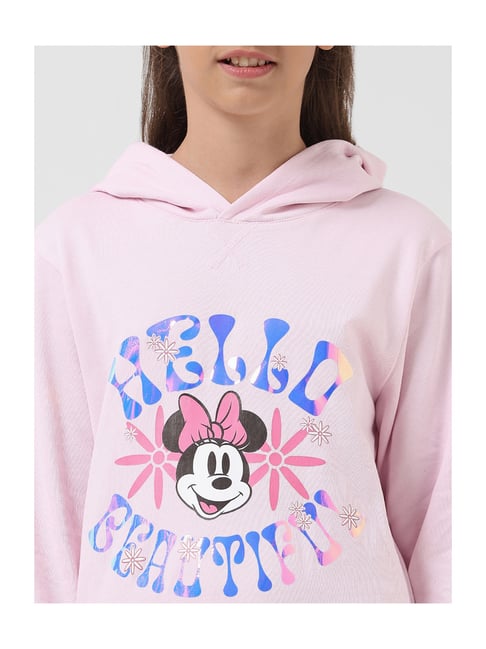 VERO MODA GIRL Pink Printed Full Sleeves Sweatshirt Dress