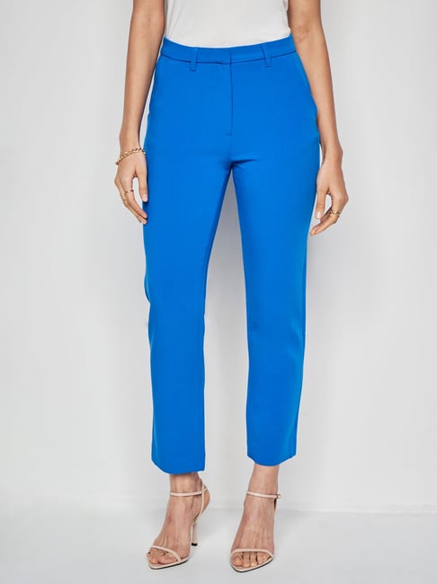 Buy Mr Bowerbird Men Blue Tapered Fit Solid Trousers - Trousers for Men  14737420 | Myntra