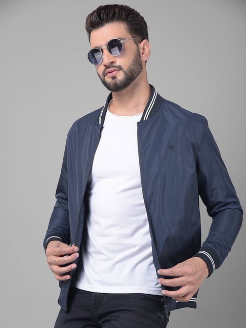 Crimsoune Club Navy Blue Slim Fit Bomber Jacket