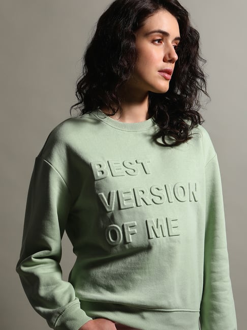 Vero Moda Light Green Graphic Print Sweatshirt