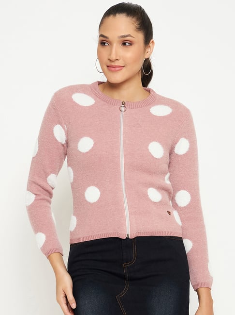 Womens Cardigans Pink Polka Dot Cardigan Duke Pink Polka Dot Cardigan
