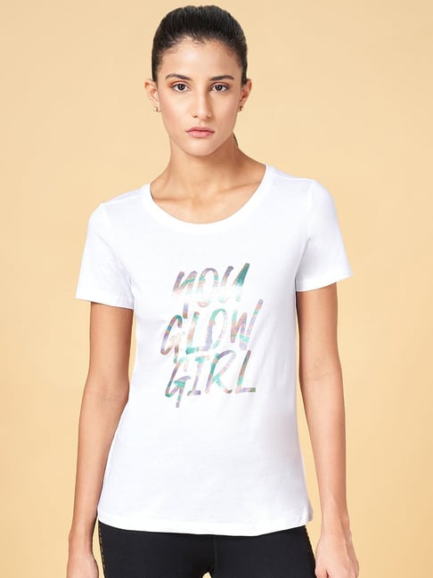 Ajile by Pantaloons White Cotton Printed Sports T-Shirt-picture-167