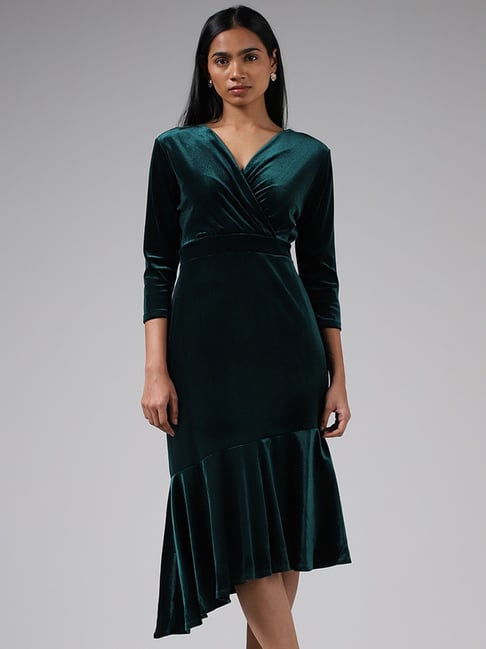 Sleeveless Rhinestone-Fringe-Accented-Hem Velvet Dress | Dillard's