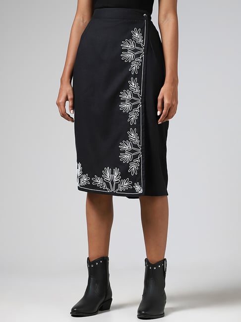 Black Overlap Skirt 6973168.htm - Buy Black Overlap Skirt 6973168.htm  online in India