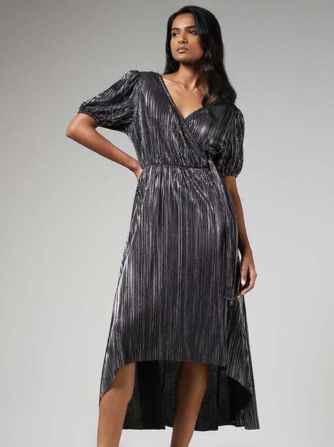 Silver best sale asymmetrical dress