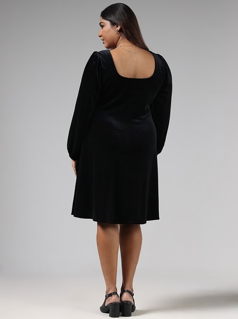Buy Black Velvet Dress Online - RK India Store View