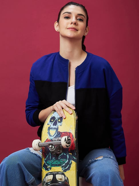 Globus Blue & Back Cotton Color-block Sweatshirt-picture-40