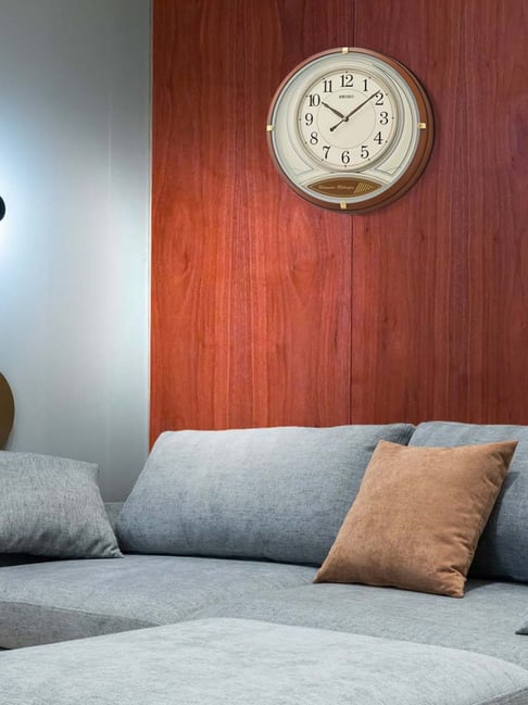 Seiko Brown Plastic Round Analog English Numbers Wall Clock-picture-36