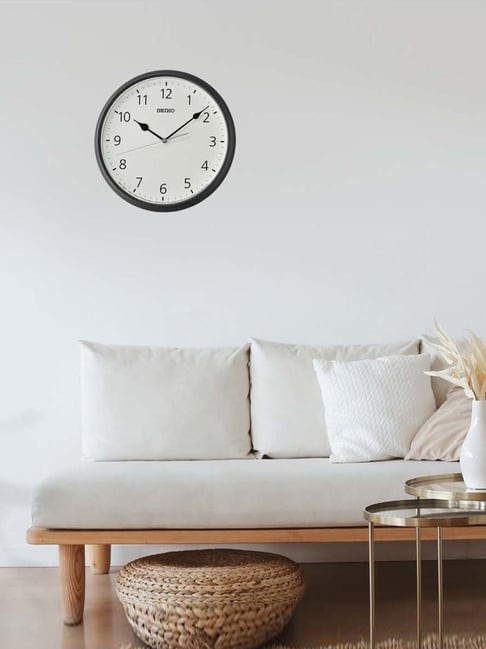 Seiko Black Plastic Elegant Round Analog English Numbers Wall Clock-image-13