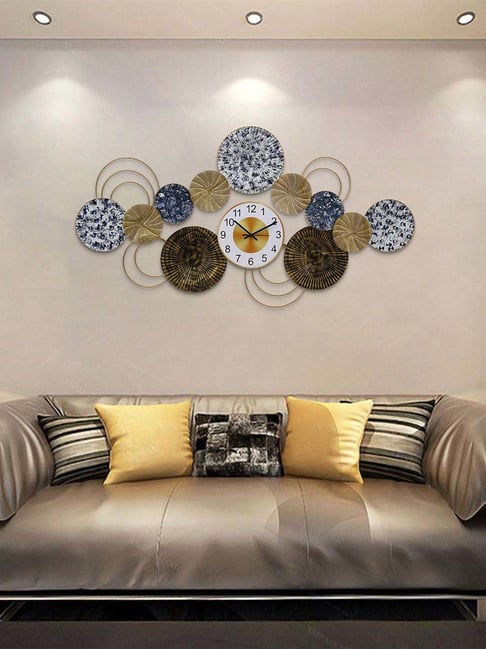 CHRONIKLE Multicolor Iron Horizontal Round Rings Roman Numbers Wall Clock-picture-34