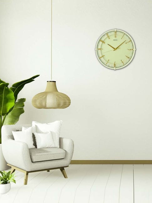 Seiko Cream Plastic Round Analog Wall Clock-picture-11