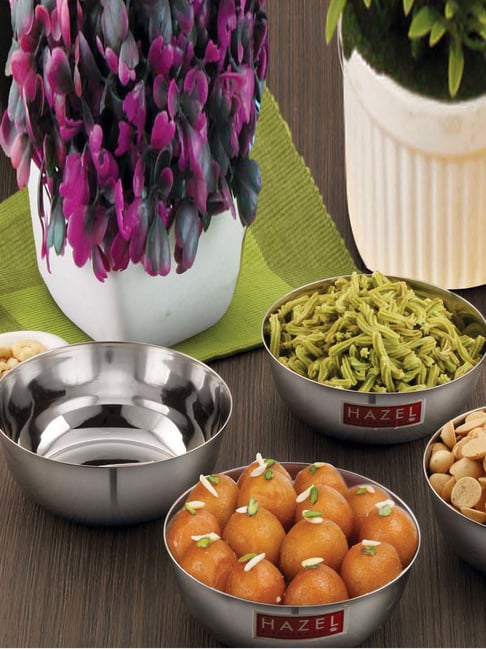 HAZEL Silver Stainless Steel Wati Mixing Bowls (1.7 L) - Set of 3