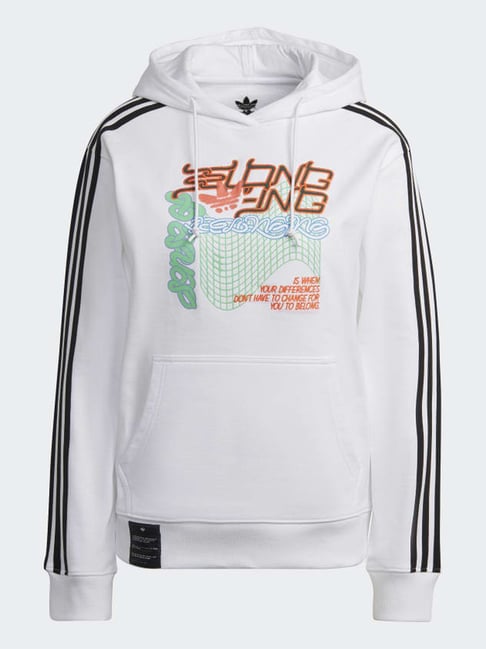 Buy Adidas Originals White Cotton Printed Hoodie for Women Online