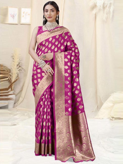 MIRCHI FASHION Magenta Silk Woven Saree With Unstitched Blouse-picture-30
