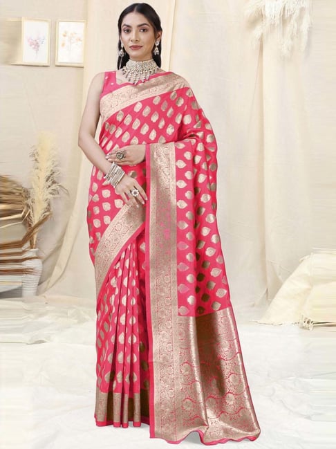 MIRCHI FASHION Pink Silk Woven Saree With Unstitched Blouse-picture-24