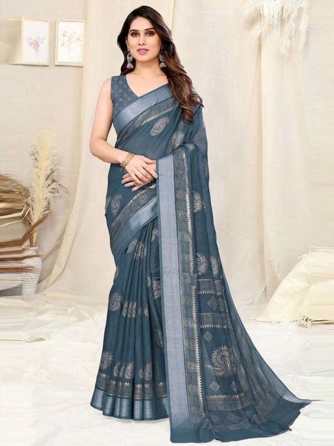 Soft Silk Starring Navy Grey Saree, Shining Festive Wear