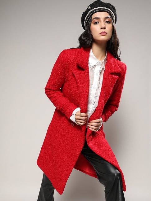 Campus Sutra Red Acrylic Regular Fit Coat-picture-18