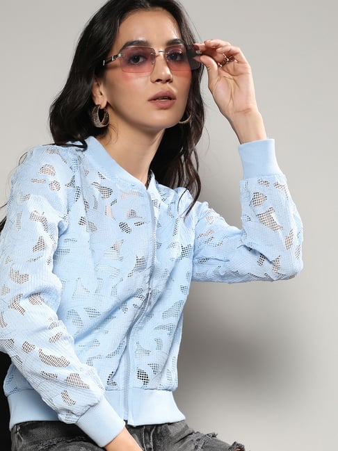 Campus Sutra Blue Self Design Jacket-picture-30