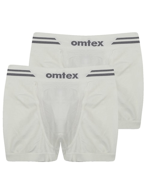 Omtex Men's Athletic Seamless Short Stretchable Pack of 2 (White) Size - XS
