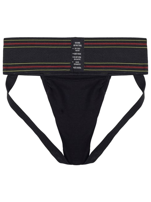 Omtex Men's Athletic Wolf Cotton Supporter Jockstraps (Black) Size