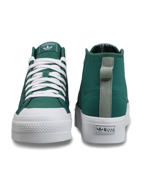 Adidas Originals Women's NIZZA PLATFORM MID Green Ankle High Sneakers